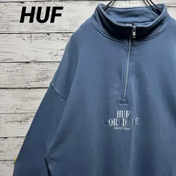 854a [레어 XL 사이즈] 하프 지퍼 자수 로고 맨투맨