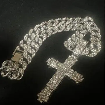 고급스러움 쿠바 체인 x 크로스 목걸이 세트 bboy 목걸이