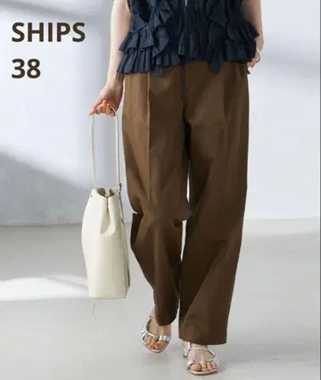 SHIPS 스트레치 치노 턱 와이드 팬츠 38