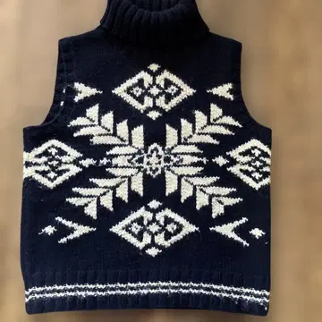 랄프 로렌 노르딕 무늬 니트 베스트 터틀넥 M