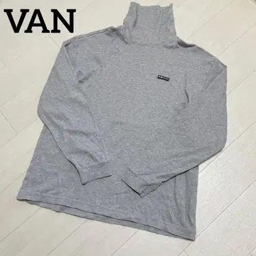VAN 긴팔 셔츠 하이넥 로고 와펜 그레이 멜란지 M 사이즈