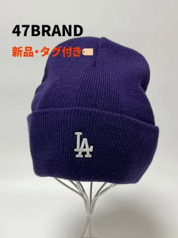 47 브랜드 LA 로고 니트 모자 퍼플