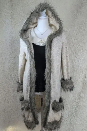 헤이세이 갸루 y2k 니트 롱 가디건 퍼 포함 시크 스타일 갸루 남자