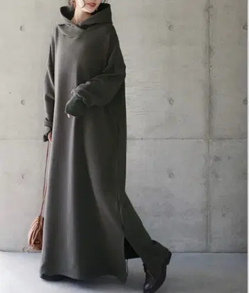 HUG.U 울트라 웜 후드티 원피스 그레이