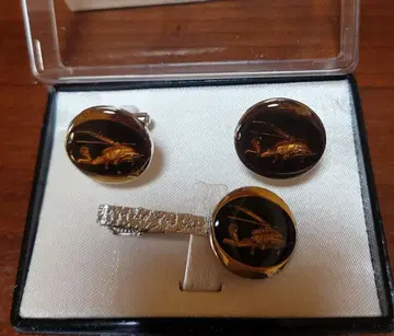 헬리콥터 디자인 커프스 단추 넥타이핀 세트