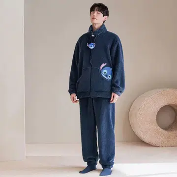 미사용 고품질 스티치 플리스 파자마 사이즈 XL 네이비