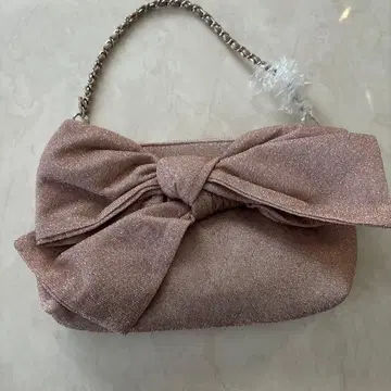 DIANA 리본 포함 글리터 핑크 핸드백