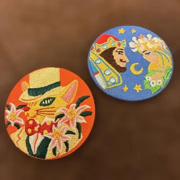 지브리 귀를 기울이면 자수 브로치 자수 캔뱃지 세트