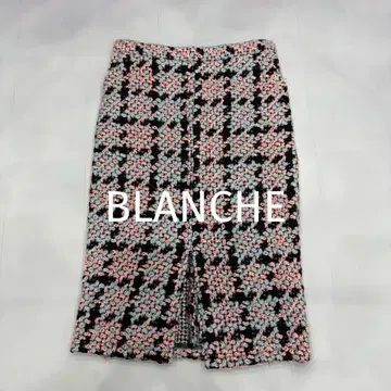 BLANCHE 한국 프론트 슬릿 트위드 타이트 스커트 핑크