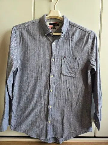 TOMMY HILFIGER 블루 버튼 다운 셔츠 긴팔 XL