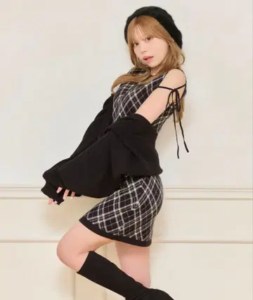 apres jour 레이어드 스타일 니트 원피스