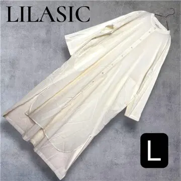 [ 새상품급 ] 리라시크 / 아이보리 인도 코튼 노카라 셔츠 원피스 L