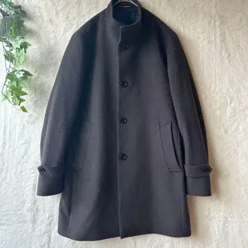 오리히카 스탠다드 컬러 울 혼방 하프 코트 M 브라운