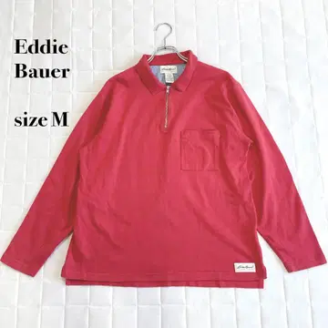 Eddie Bauer 빨간색 지퍼 긴팔 피케 셔츠 M 사이즈