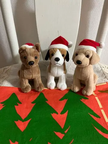 레트로 크리스마스 산타견 강아지 봉제 인형 3마리 세트