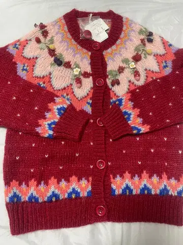 핑크하우스 택 포함 새상품 딸기 모티브 니트 가디건