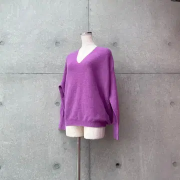 유나이티드 애로우즈 UNITEDARROWS 양 V넥 돌먼 니트 울 100