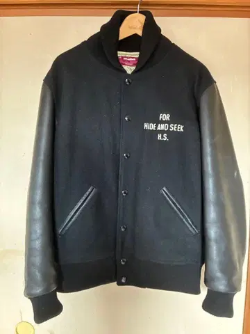 Hide and Seek 바시티 자켓 L 블랙
