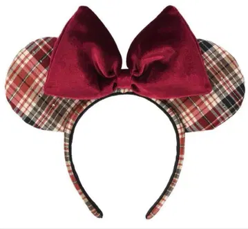 디즈니 머리띠 체크 빨간색 랜드 시