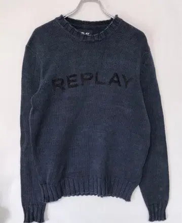 REPLAY 이탈리아 아메카지 구제 의류 크루넥 프린트 코튼 니트