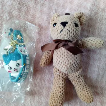 니트 곰 봉제 인형과 키링 세트