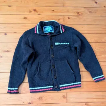 b.o.n.g 1995 그레이 니트 스웨터 아우터 바시티 자켓 90s