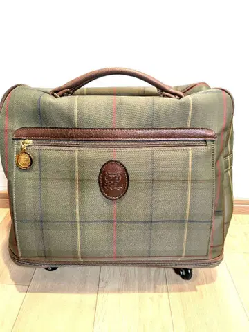 ACE 의류 백 올리브 그린 체크 무늬 보스턴 백