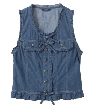 PINK HOUSE 프릴 데님 베스트 L