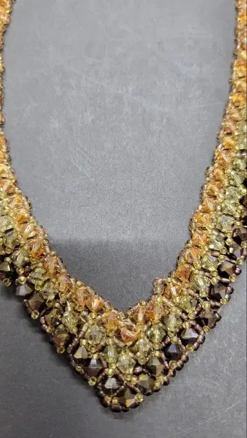 빈티지 비즈 목걸이 초커 올해 유행하는 브라운에 45cm