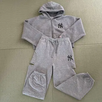 아베일 MLB NY 그레이 지퍼 후드티와 스웨트 팬츠
