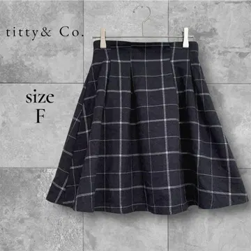 titty&Co. 체크 무늬 플레어 스커트 미니 스커트 F 그레이