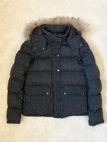 트위드 다운 자켓 다크 그레이