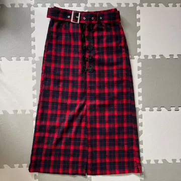 리슨 플레이버 체크 무늬 차이나복 롱 스커트