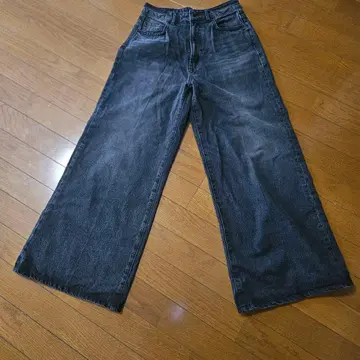 새상품급 JEANASIS 와이드 데님 팬츠 (M) 블랙