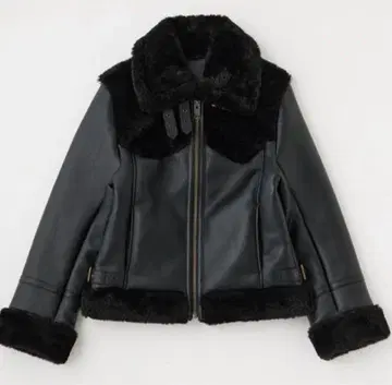 moussy 가죽 무스탕 자켓/블랙