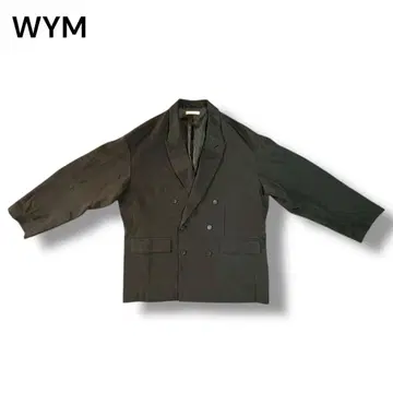 WYM 블랙 더블 브레스트 테일러드 자켓 깔끔한 포멀 루즈핏