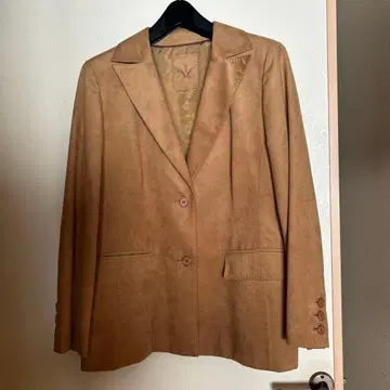 Leilian 베이지 인조 가죽 테일러드 자켓 15호 스티치