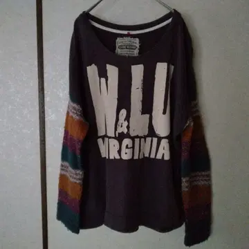 큐브 슈가 M 컬러풀 니트 보라색 소매 트레이닝복