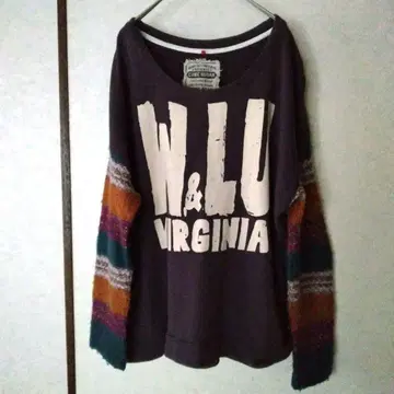 큐브 슈가 M 컬러풀 니트 보라색 소매 트레이닝복