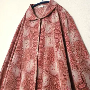 디자인 셔츠 빈티지 페이즐리 올 패턴 폴리 셔츠 구제 의류 일본제 레트로