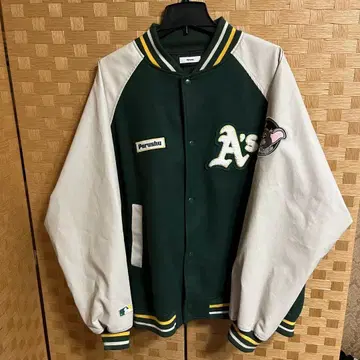 Perushu MLB 바시티 자켓 오클랜드 애슬레틱스 LL