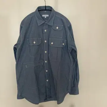 데님 긴팔 셔츠 다크 블루 포켓 부착