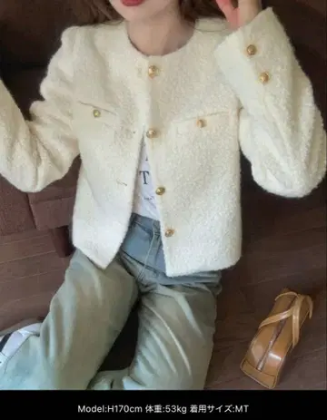 부클레 노카라 자켓 화이트 아이보리 아우터 LAUIR