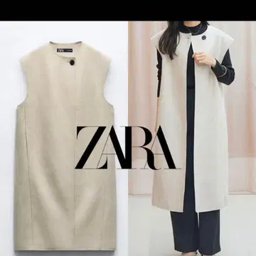 ZARA M 사이즈 소프트 롱 베스트 슬리브리스 롱베스트 오트밀