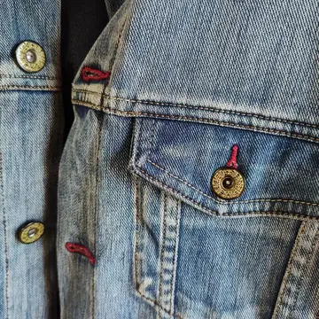 데님 G 재킷 빨간색 스티치 스트레치 RUN DENIM 가벼운