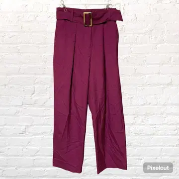 12157 YEVS 와이드 팬츠 버건디 허리밴딩 S 작은 사이즈