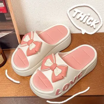 통굽 리본 포함 샌들 LOVE
