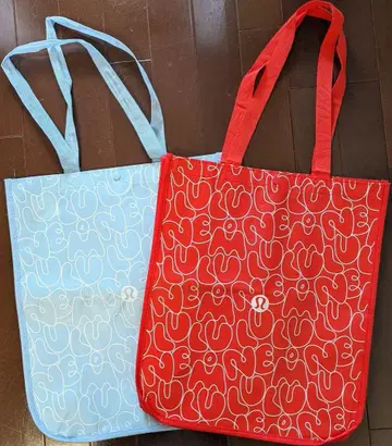 lululemon 빨간색&스카이블루 2개 세트 토트백 에코백 라지 사이즈