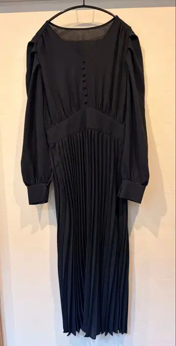 GRL 네이비 플리츠 디자인 롱 원피스 L