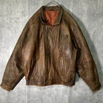 매우 멋진 빈티지 양가죽 램 가죽 자켓 브라운 충전솜 어깨 패드 없음